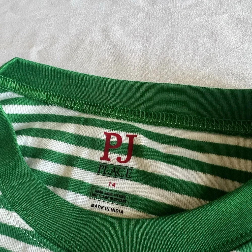 The‎ Childrens Place Snug Fit Reindeer Pajamas Green Striped Holiday Unisex 14